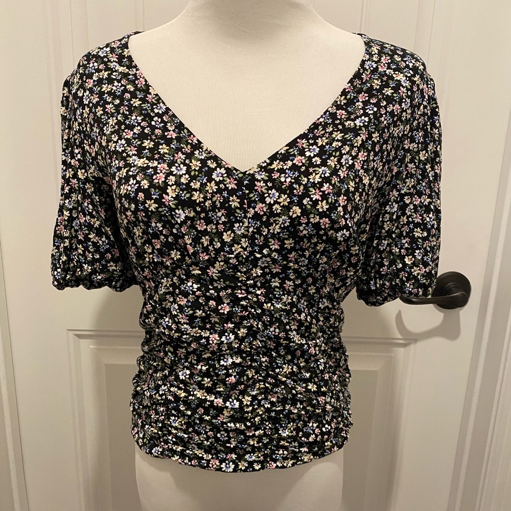 Floral Black Top